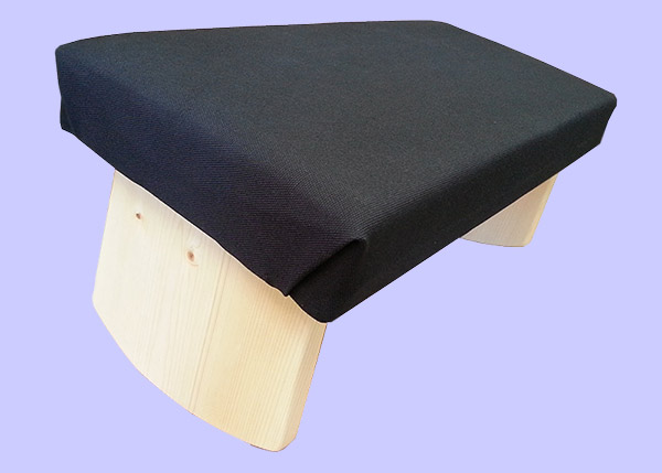 black zen meditation bench with black cotton canvas cover over pad